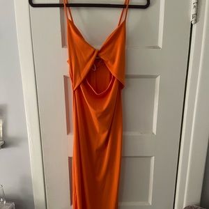 midi orange cutout dress